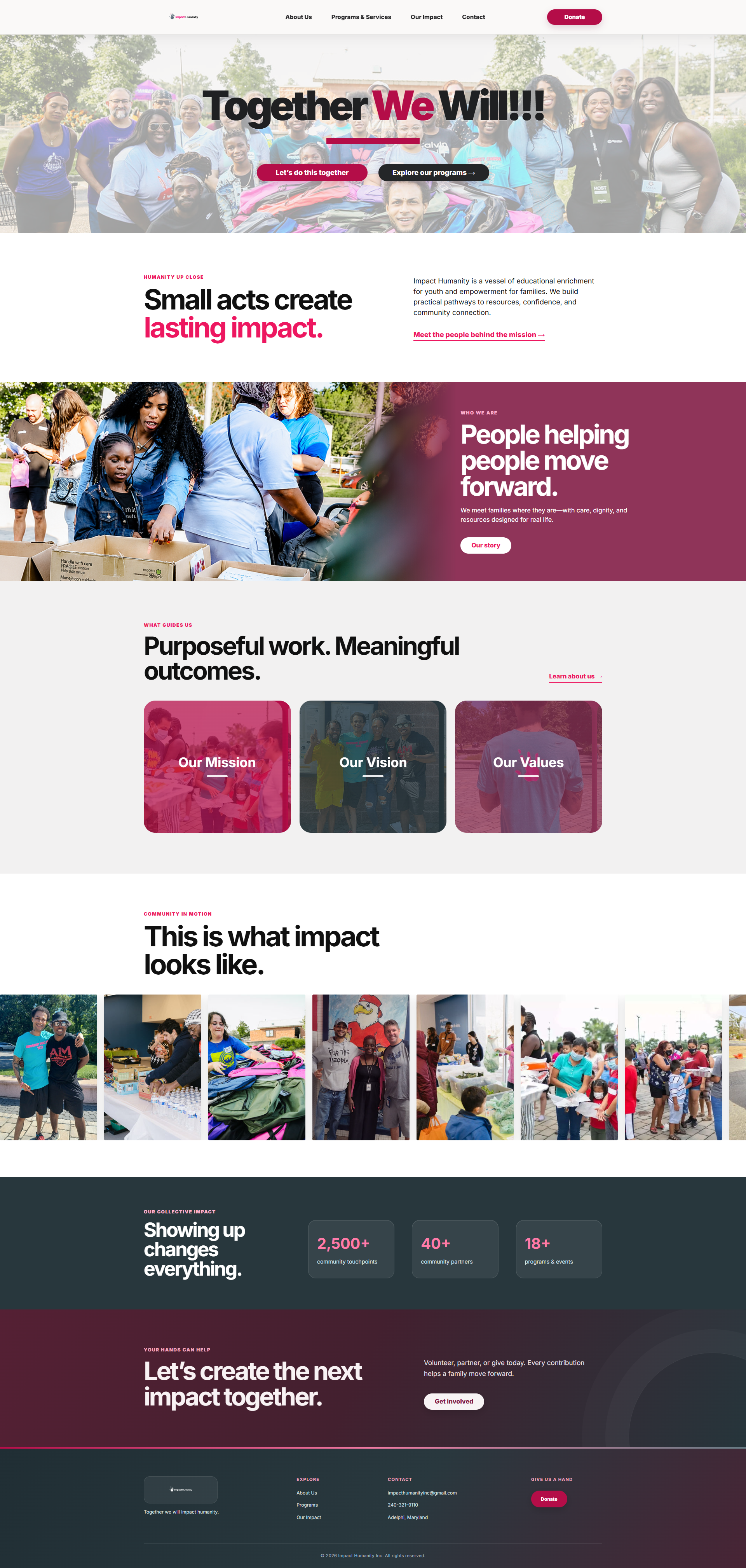 Complete Figma redesign for the Impact Humanity homepage