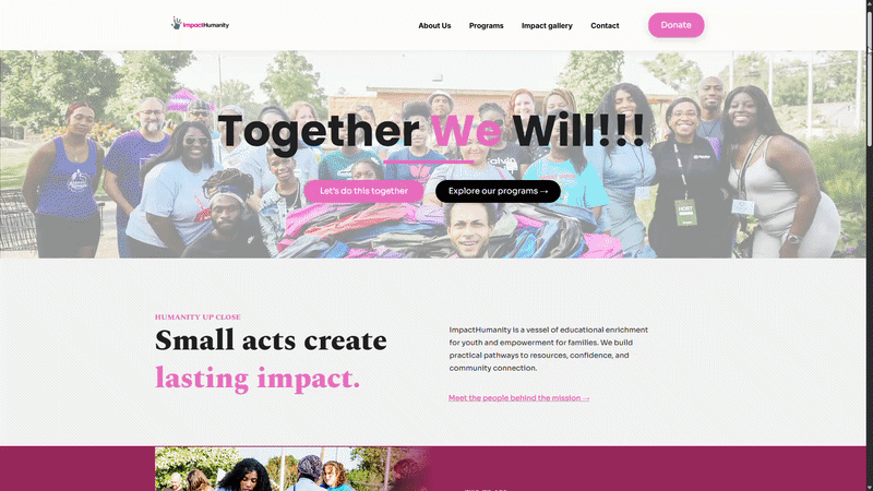 Impact Humanity redesigned website preview